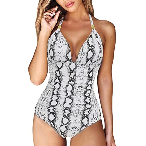 Maillot de bain une pièce col en V avec dos nu plongeant pour femme