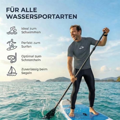 iQ-UV Badehose für Herren Lang Schwarz L – Lange Schwimmhose für Herren mit UPF 50+ UV-Schutz – Lange Stretch Badehosen mit Handytasche – Badeshorts in lang, elastisch & schnelltrocknend