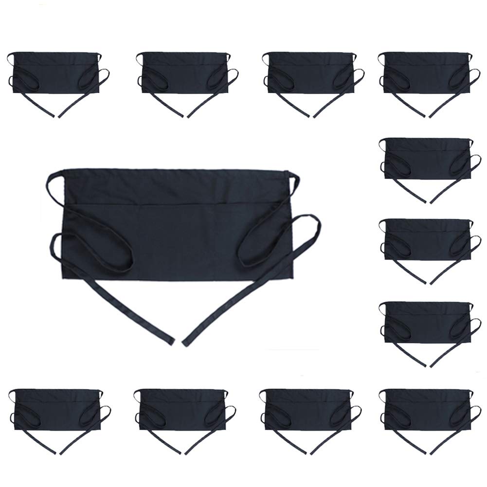 BOHARERS Schürze für Kellnerinnen, Baumwolle, mit 3 Taschen, für Herren und Damen, Restaurant, Taille, wasserdicht, Küche