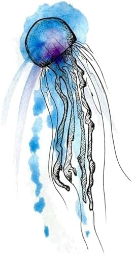 Tattoo Stickers，Temporary Tattoos, 8 sheets Jellyfish Temporary Tattoo For Adult