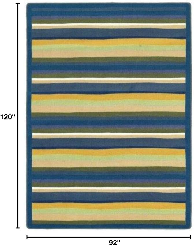 Joy Carpets 1539D-01 Yipes Stripes Bold 7 ft.8 in. x 10 ft.9 in. 100 Pct. STAINMASTER Nylon Machine Tufted- Cut Pile Just for Kids Rug
