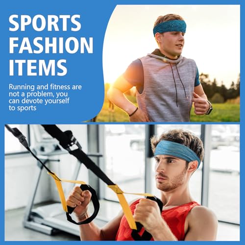 Image of 18 Pcs Sports Sweatbands for Men Women Camo Headbands Workout Non Slip Headbands Breathable Head Band Fitness Stretchy Unisex Hairband for Yoga Running Cycling Ball