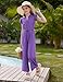 GRACE KARIN Purple Jumpsuit for Girls Size 8-10 Cute Drastring Waist Button Front Romper Flutter Sleeve Fashion Outfits