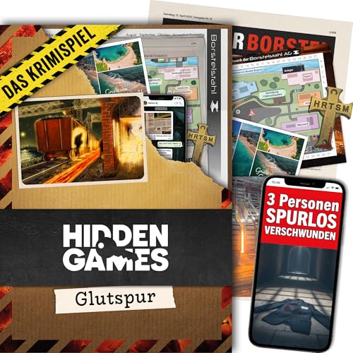 Hidden Games Tatort Glutspur Krimispiele für zu Hause Tatortspiel realistisches Krimispiel für Erwachsene Mordfall lösen Spiel spannendes Detektivspiel Crimegame Escape Room Spiel