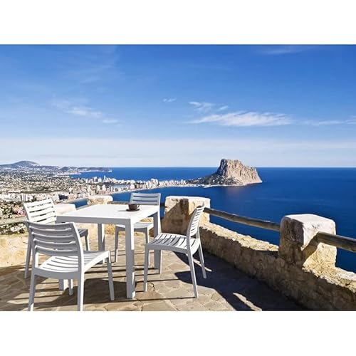 Compamia Ares 31" Square Resin Patio Dining Table In Black, Commercial Grade #TOP4