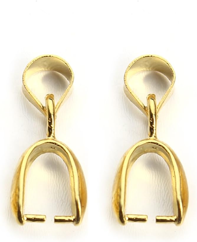 Linsoir Beads Metal Pinch Clip Bail Bead Pendant Connector Jewelry Findings Gold Plated 6X17mm Pack of 50
