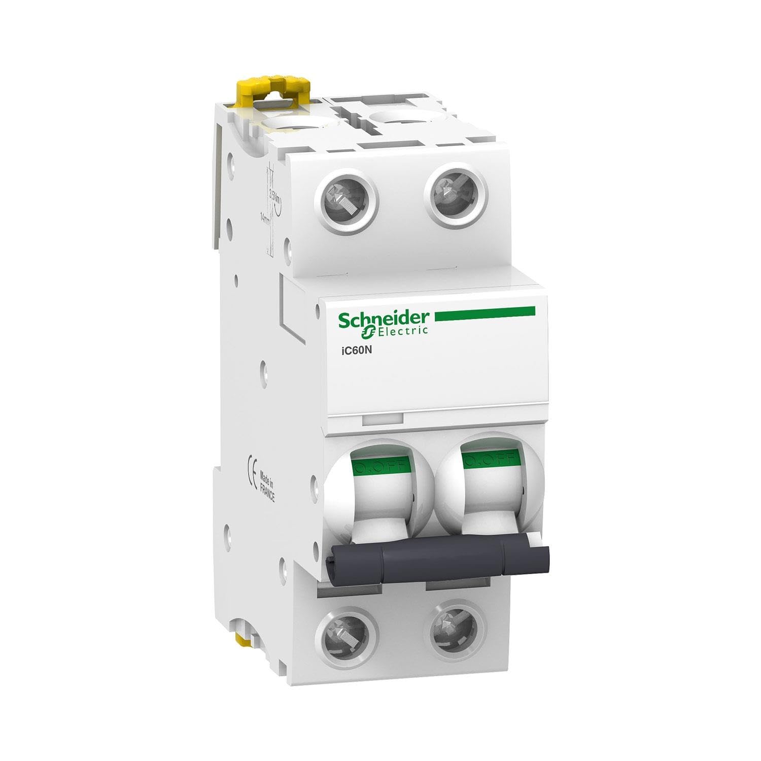 Schneider Electric A9F74220 IC60N Disjoncteur, Acti9, 2P, 20A, courbure C, 50/60 Hz, blanc