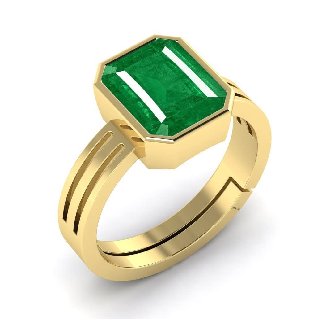 rrvgem Natural Emerald STONE RING 5.25 Ratti / 4.50 Carat Certified Green Natural Emerald Loose Gemstone Panna RING Gold Plated for Men and Women-picture-15