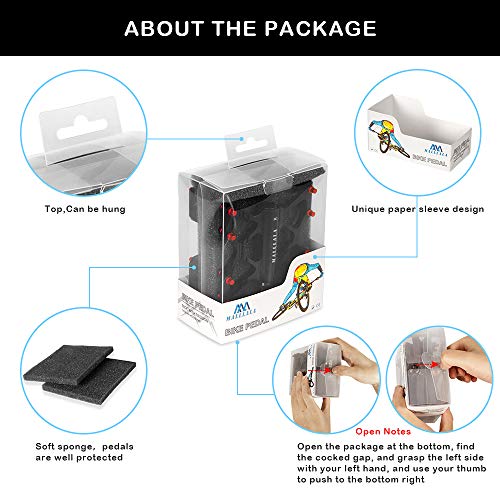 Malllala Mountain Bike Pedals,9/16" 3 Sealed Bearing Aluminum Alloy Bicycle Pedals, Bicycle Flat Pedals For Bmx Bike,Road Bike, Butterfly Shape Design,16 Hexagonal Non-Slip Studs #TOP6