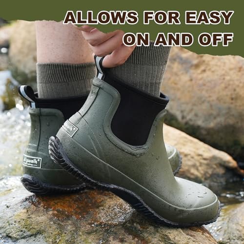 Men's Rain Boots, Waterproof Rubber Garden Boots for Men, Men's Outdoor Work Ankle Shoes, Non Slip Short Mud Boots for Hunting Fishing4