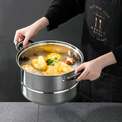 Cabilock 3Layer Stainless Steel Steam Pot with Lid for Cooking Soup and Steaming Food for Gas Electric Grill Stove 28cm - Image 5
