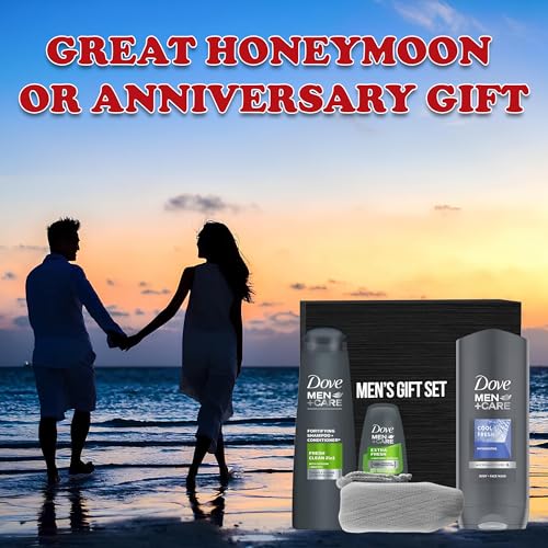Men+Care Men's Gift Set, 4 Piece Set Includes Dove Men Body and Face Wash Extra Fresh, Dove Deodorant Extra Fresh, Dove Shampoo Fresh and Clean with Bonus Soap Saver, in Mens Gift Box