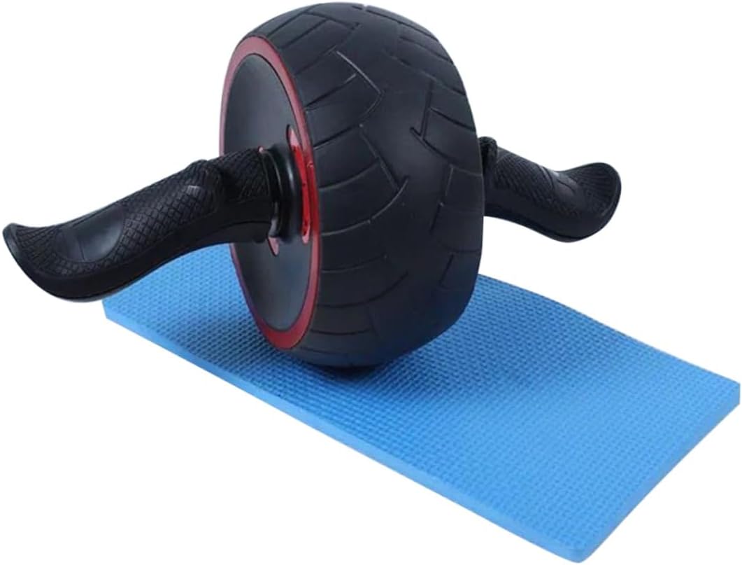 Rubber Abdominal Exercise Trainer Wheel with Thick Knee Mat Quiet Grip Ab Roller for Core Strengthening and Fat Burning Home Gym Fitness Equipment for Men and Women
