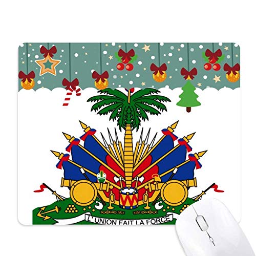 Tapis de souris Haïti Amérique du Nord Emblème national Tapis de souris de jeu de bureau Tapis de Noël en caoutchouc