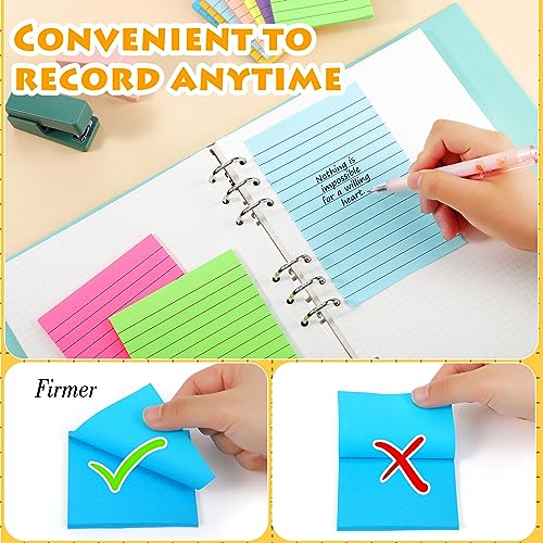 Image of Yexiya 64Pcs Lined Sticky Notes 4x6'' 3x3'' Self Stick Notepad Multi Color