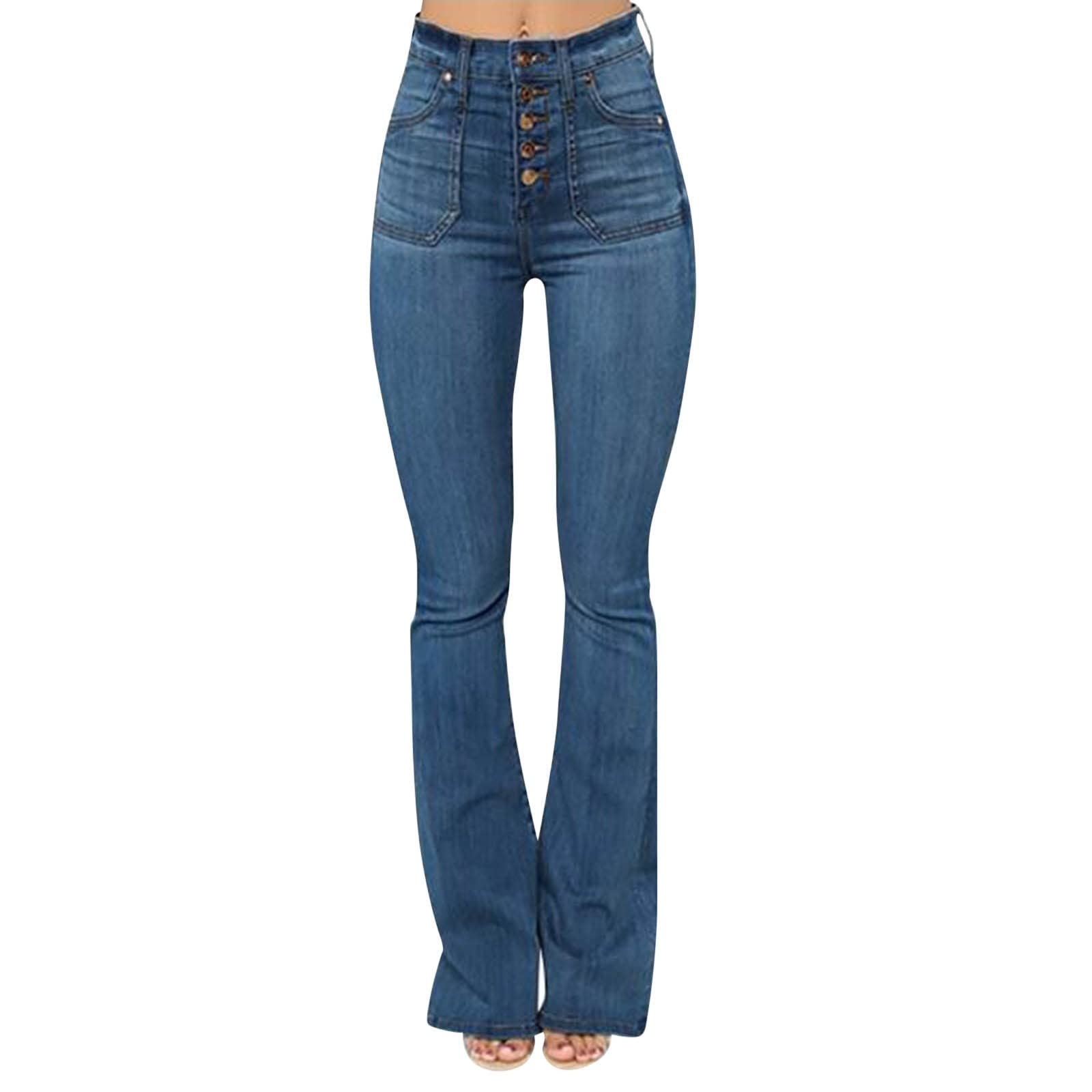 Women's Light Blue01 Jeans Sexy Skinny Plus Size High Waisted Bell Bottom Jeans Destroyed Stretch Comfy Classic Wide Leg Bootcut Flared Denim Pants 70S Outfits For