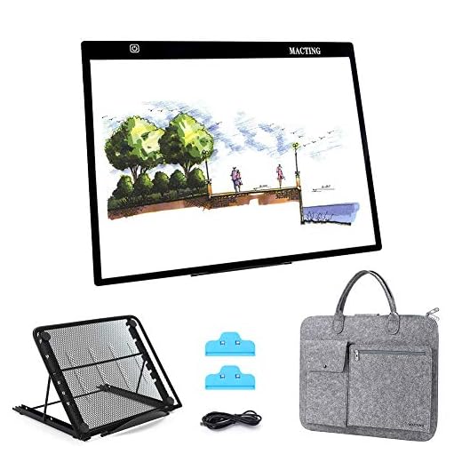 A3 LED Light Pad, HOHOTIME Dimmable LED Tracing Light Box with Carry Bag, USB Cable, Stand, Light-Up Tracing Pad for Artists Drawing Sketching Animation and Diamond Painting