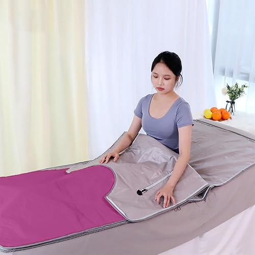 Miniatura 4 de Manta de sauna infrarroja, 70 pulgadas (grande), calor 2 zonas de distancia, tipo cremallera, sauna digital para el cuerpo. (morado)