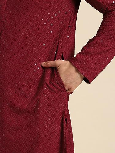 Image of Rajubhai Hargovindas Men Chikankari and Sequin Work Kurta