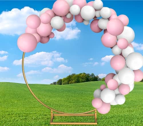 Moeput Round Backdrop Stand 7.4FT Large Wedding Round Balloon Arch Stand Gold Circle Balloon Arch Frame with 13 Thicken Tubes for Valentine's Day Decoration Graduation Birthday Party Baby Shower