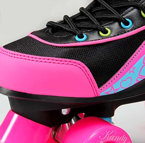 Kandy-Luscious Kid's Roller Skates - Comfortable Outdoor Children's Skates with Fun Colors & Designs | Disco Diva Black | Size 5