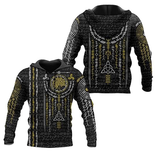 Viking Tattoo 3D Digital Print Hoodie, Viking Costume for Men/Women