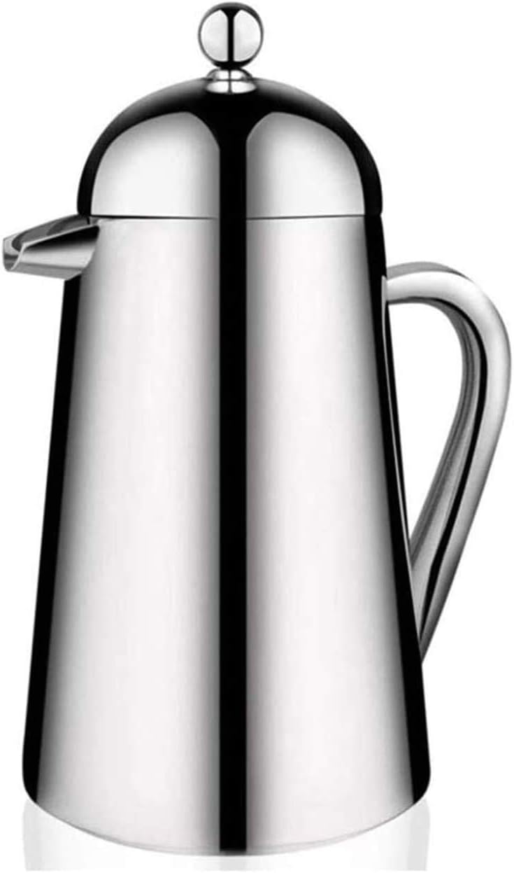 French Press Coffee Maker, 304 Grade Stainless Steel Insulated Coffee Press, 34oz (1 Litre), Silver