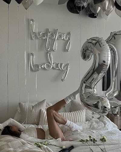 Image of Silver Number 21 Balloon 40 inch, 21 Number Balloons, 21st Silver Birthday Decorations, 21 Year Old Women Men Silver Party Supplies