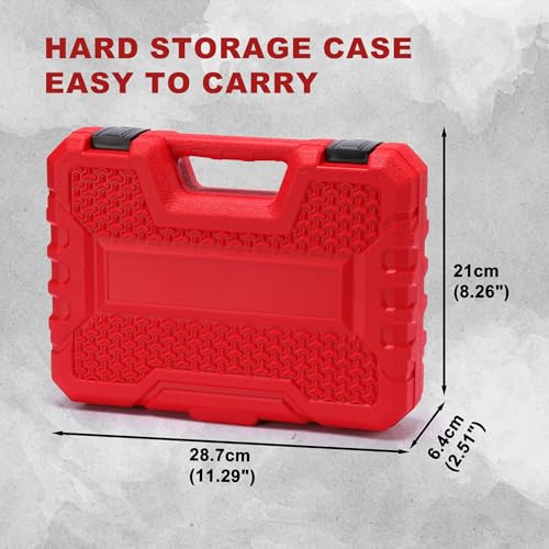 Image of Mayouko 56PCS 1 /4 Inch Drive Impact Socket Wrench Set, SAE /Metric, Deep /Shallow, 6 Point, CR-V, 5 /32 Inch - 9 /16 Inch, 4mm - 15mm, 72 Teeth Ratchet Handle, With Extensions, Adapters, Universal Joint