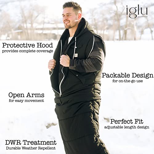 IGLU Outfitters Wearable Sleeping Bag Long Puffer Jacket Stadium Sack Camping Sports Stadiums Poncho Blanket miniatura 3