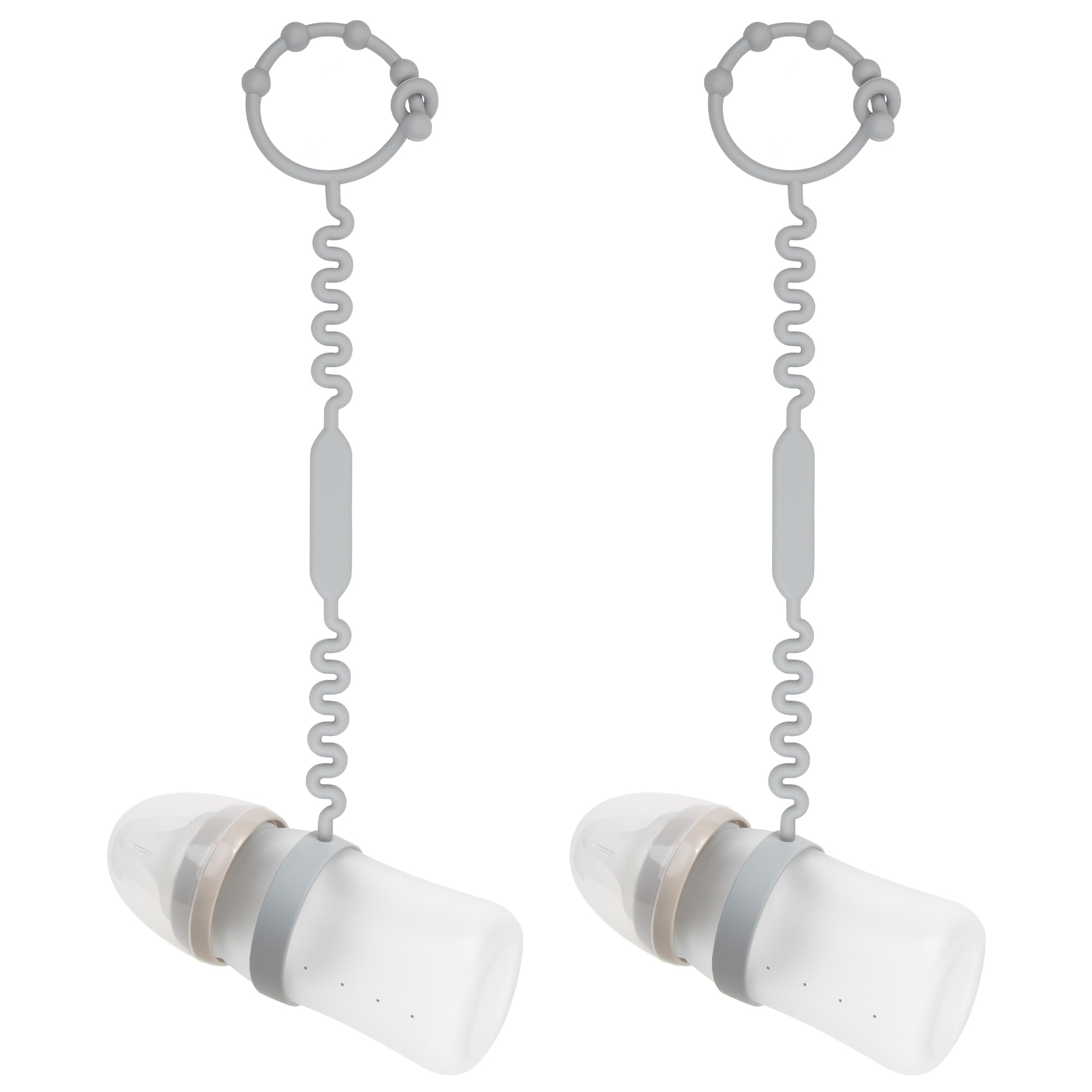 Sippy Cup Strap - Keep Sippy Cups & Bottles Off the Floor - Ideal for Strollers, High Chairs & More - Food-Grade Silicone for Babies & Toddlers - 2 Pack – Gray