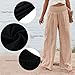 JHTK Linen Pants Women, Palazzo Pants for Women, Maternity Pants, Boho Pants for Women Wide Leg High Waist Casual Loose Summer (US, Alpha, Medium, Regular, Regular, Lake)