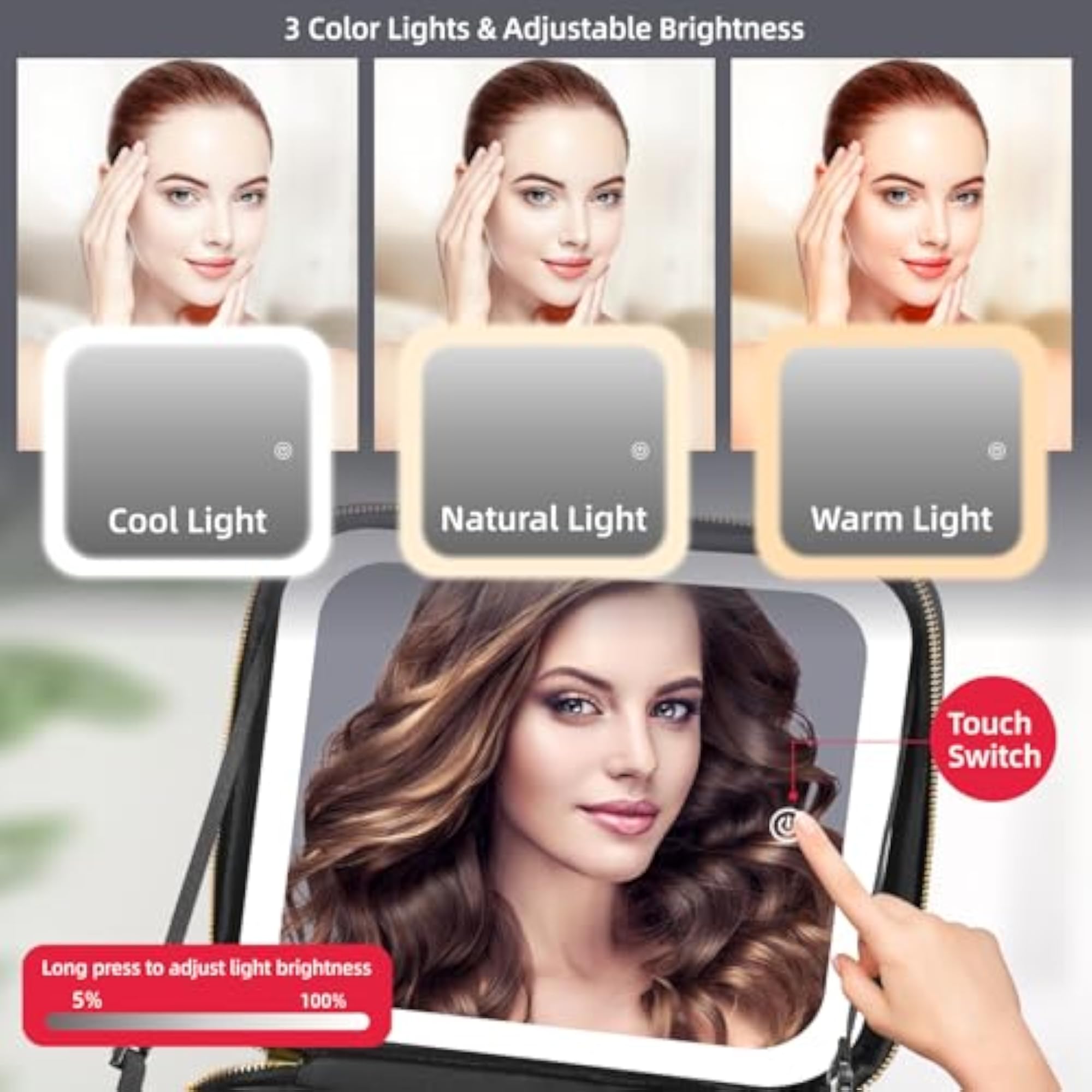 RRtide Makeup Train Case with Mirror and Lights