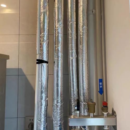 Isolante autoadesivo in schiuma per tubi per protezione antigelo, coperture in polietilene pretagliate per unità AC e irrigazione invernale all'aperto, 4 m x 15 mm x 95 cm, involucro per pali in