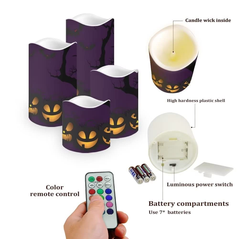 Halloweenowa latarnia z dyni bezpłomieniowa migoczące świece z pilotem i baterią timera LED wodoodporne świece ozdoby stołowe dla dzieci