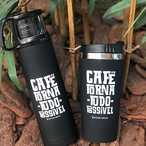 Copo Viagem Térmico Emborrachado 450ml Café Torna Tudo Possível