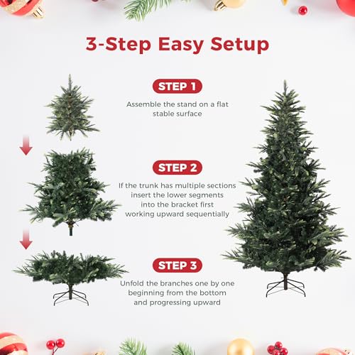 6.5 ft Pre-lit Artificial Christmas Tree,Spruce Prelit Christmas Trees for Home,Office,Party Thickened PE&PVC Branch Tips & UL Listed Lights Incandescent Warm White,Fire-Resistant Automatic Branches by ExploreHorizon - Image 4