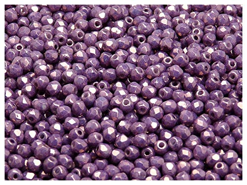 600 pcs Czech Fire-Polished Faceted Glass Beads Round, 3mm, Chalk Vega Luster