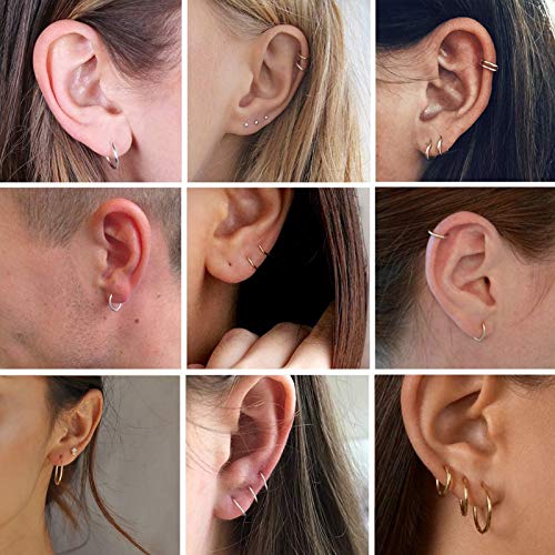 5 Pairs 316L Surgical Stainless Steel Small Hoop Earrings Set Hypoallergenic Earringendless Small Silver Hoop Earrings For Women Men Girls(10Mm/12Mm/14Mm/16Mm/18Mm) #TOP1