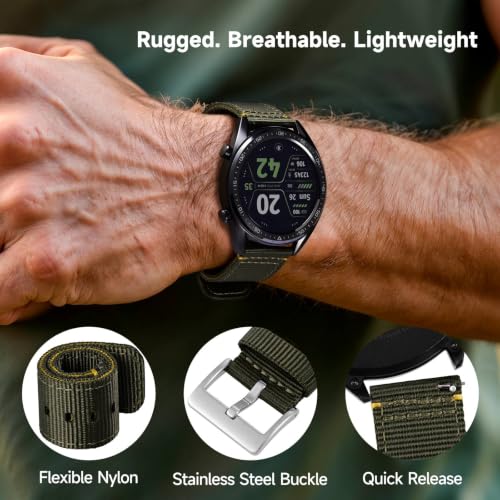 Image of WOCCI Nylon Watch Bands, Contrast Woven Design, Quick Release, Stainless Steel Buckle, Band Width 20mm 22mm 24mm 26mm