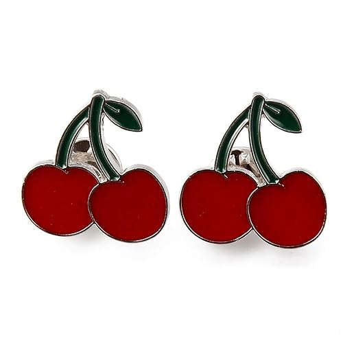 DanLingJewelry 10Pcs Cute Red Cherry Brooch Pin Enamel Fruit Lapel