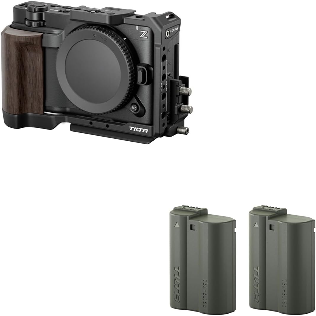 Tilta Camera Full Cage Kit Compatible with Nikon ZR | 3/8"-16 and 1/4"-20 Threads with Locating Points + 2 Rechargeable Batteries with USB-C Input (2400mAh)