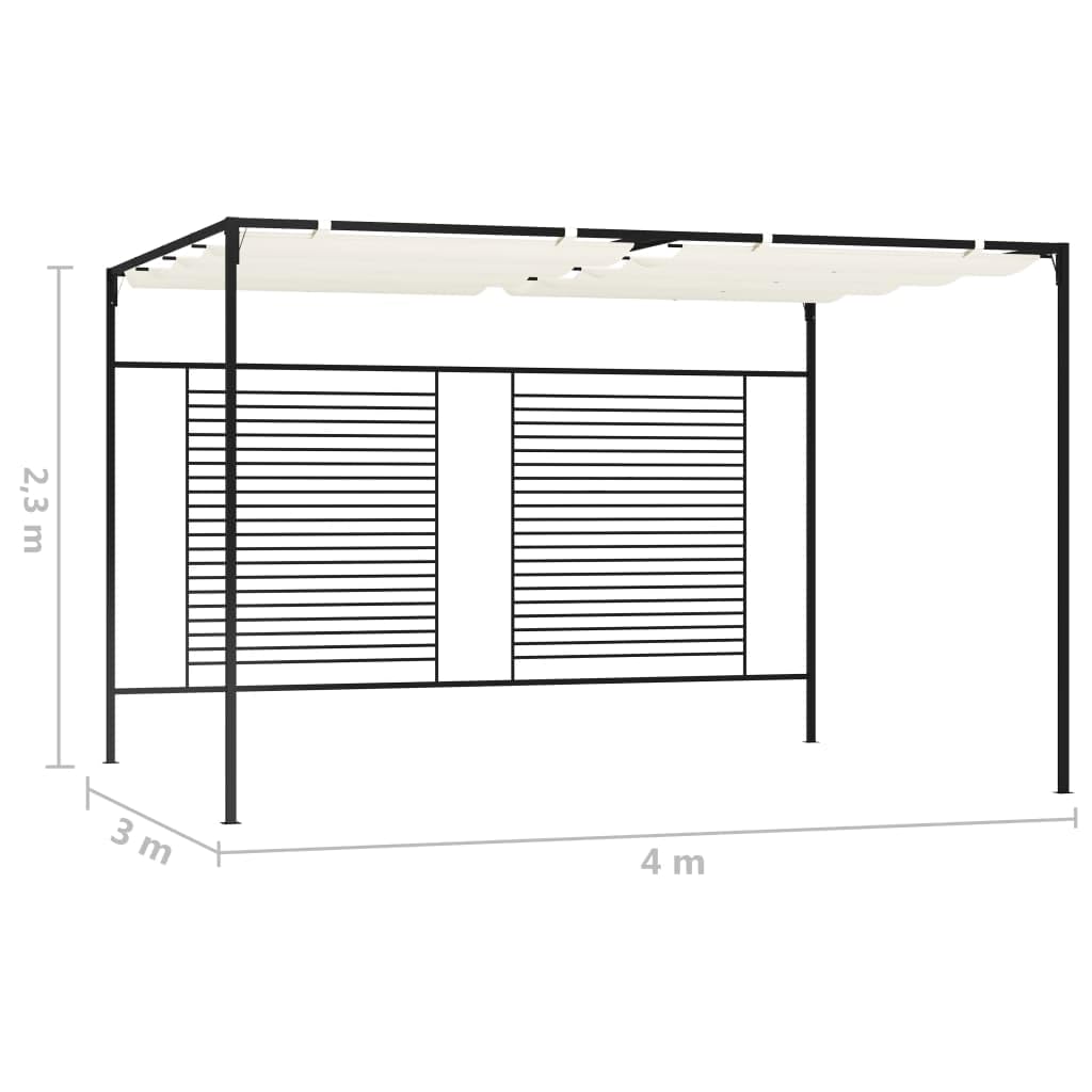 Pawilon z wysuwanym dachem, 3 x 4 x 2,3 m, kremowo-biały, poliester 180 g/m², wytrzymały pawilon grillowy do ogrodu, namiotu imprezowego, ochrona na zewnątrz podczas uroczystości rodzinnych
