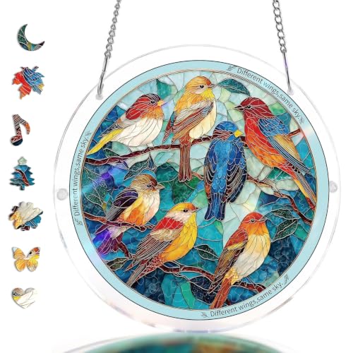 Acrylic Jigsaw Puzzle Suncatcher-Glowing Feather Haven, Suncatcher Puzzle Kit Window Hanging,Room Home Garden Decor,Stained Glass Puzzle,Mom Birthday Gifts for Women Wife(8.6in) by sletnup - Used condition - US$20.95