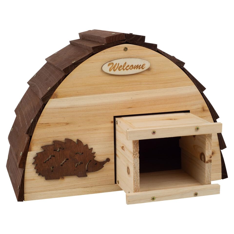 Wooden Best Pet Garden Hedgehog Hotel Nature Hibernation Box with Roof Nature Shelter Home Predator Proof Indoor Outdoor All-Season Wildlife Habitat