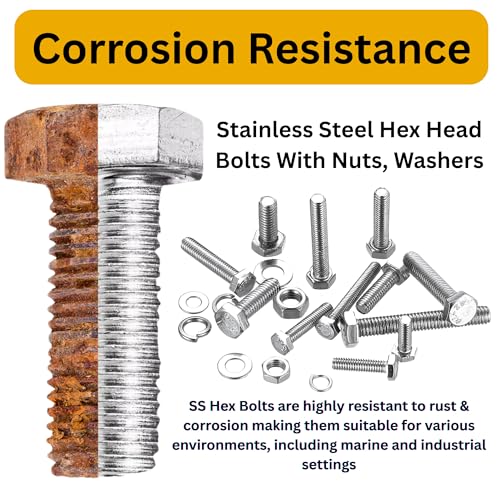 Image of Metric M4 Stainless Alloy Steel 202 Grade Full Threaded Hex Bolts Nuts and Washer Assortment Kit Set with Storage Box Pack of 570 Pcs