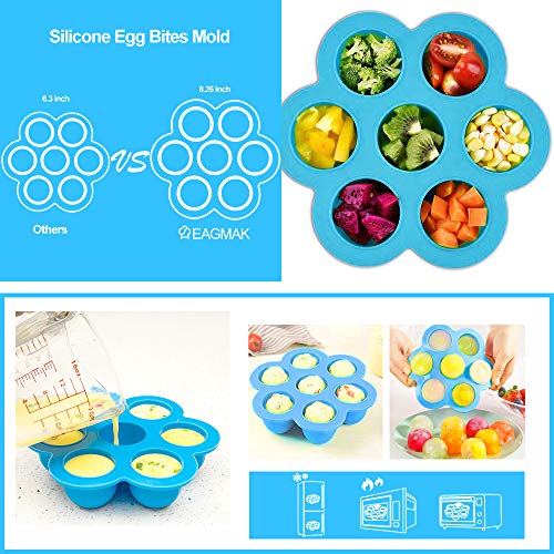 17 Pcs Accessories for Instant Pot, EAGMAK 6, 8 Qt Pressure Cooker Accessories - 2 Steamer Baskets, Non-stick Springform Pan, Egg Bites Mold, Egg Rack, Steamer Trivet, Egg Beater, Oven Mitts (Blue)