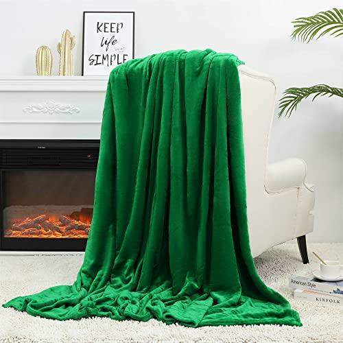 Image of NANPIPER Fleece Blankets Super Soft Flannel King Size Blanket for Bed Luxury Cozy Microfiber Plush Fuzzy Blanket,Emerald Green