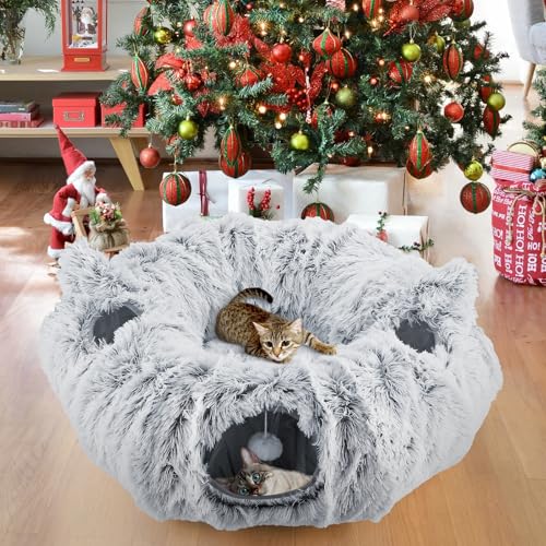 Maxetodo Katzentunnel mit Bett 3-in-1 Katzenhöhle Rund Mit 4 Eingängen Katzenhöhle Rascheltunnel Für Katzen Indoor Faltbare Maschinenwaschbar Katzen Donut Für Haustiere Bis 10kg Grau Maxetodo Katzentunnel mit Bett 3-in-1 Katzenhöhle Rund Mit 4 Eingängen Katzenhöhle Rascheltunnel Für Katzen Indoor Faltbare Maschinenwaschbar Katzen Donut Für Haustiere Bis 10kg Grau