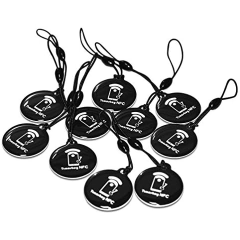 10PCS NFC Tag NFC Chips Programmable Keychain Ntag215 Chips Timeskey NFC Tags Amiibo NFC Cards，Black NFC Tags Compatible with TagMo Amiibo and All NFC Enabled Mobile Phones & Devices Cover
